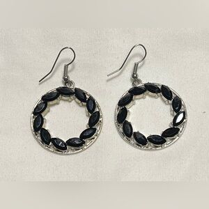 Paparazzi Black and Silver Hoop Earrings